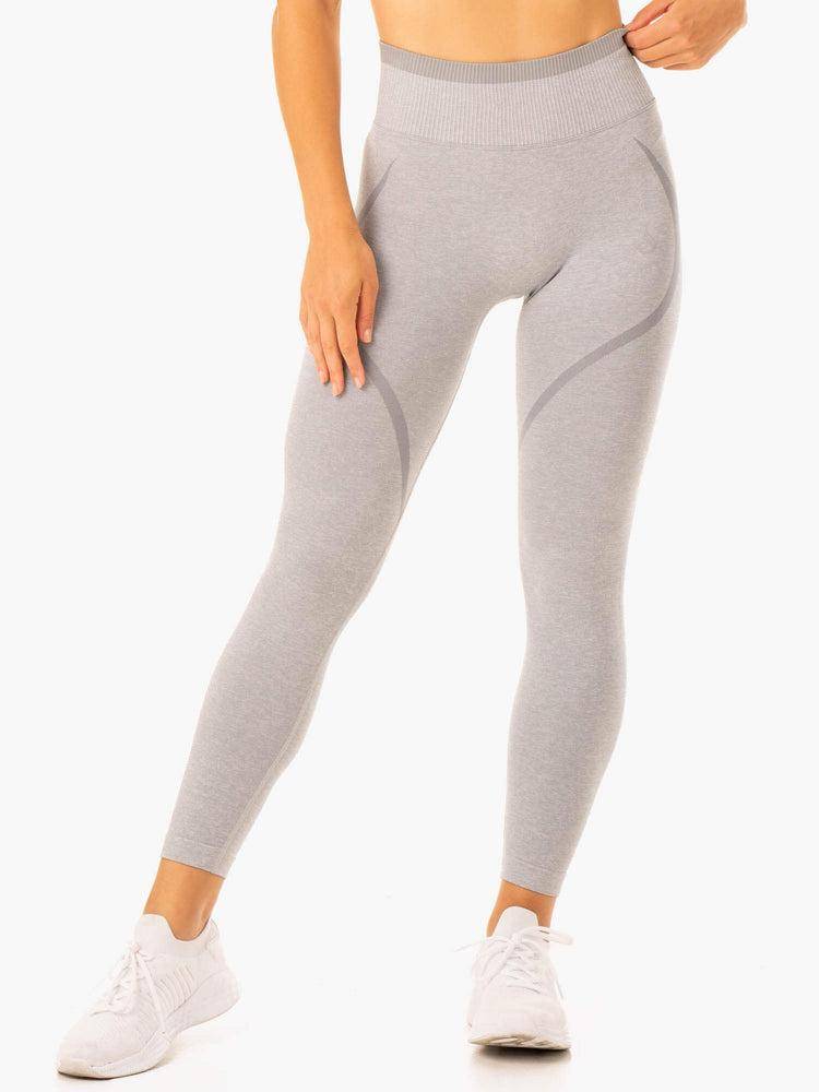 Ryderwear Women Leggings Excel Seamless High Waisted Women's Leggings Grey Marl | CA2328BC