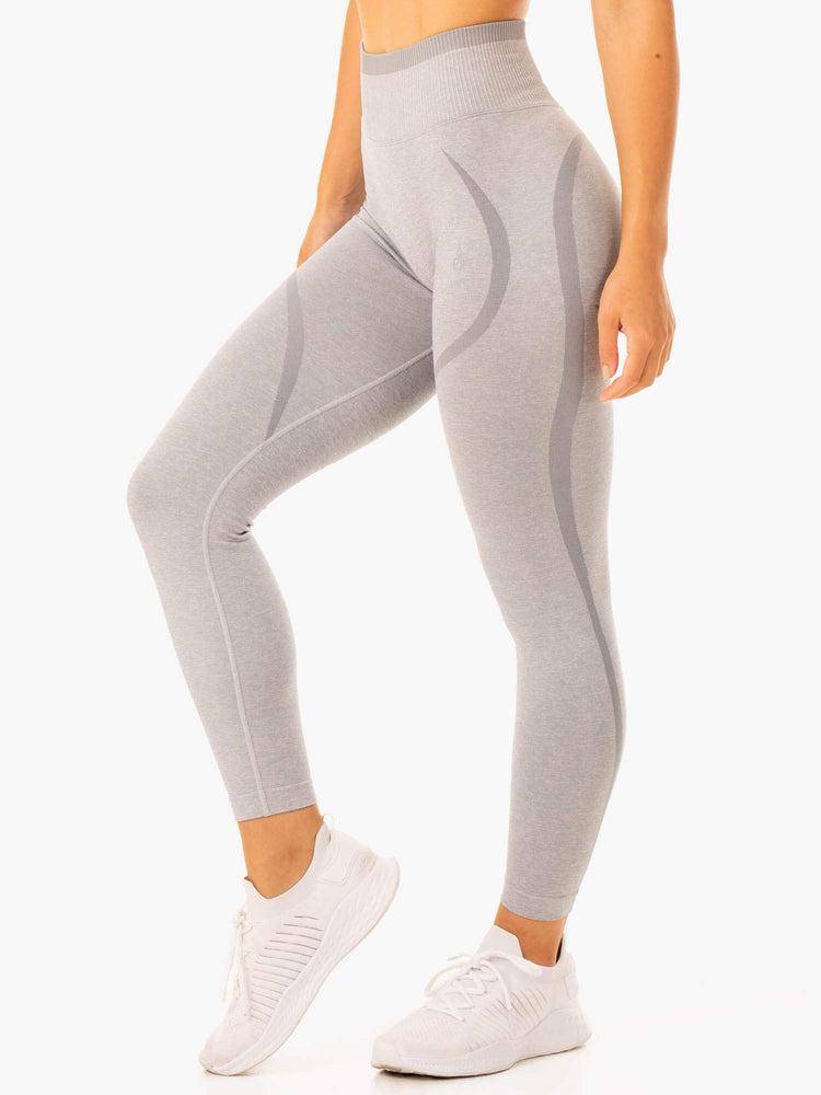 Ryderwear Women Leggings Excel Seamless High Waisted Women's Leggings Grey Marl | CA2328BC