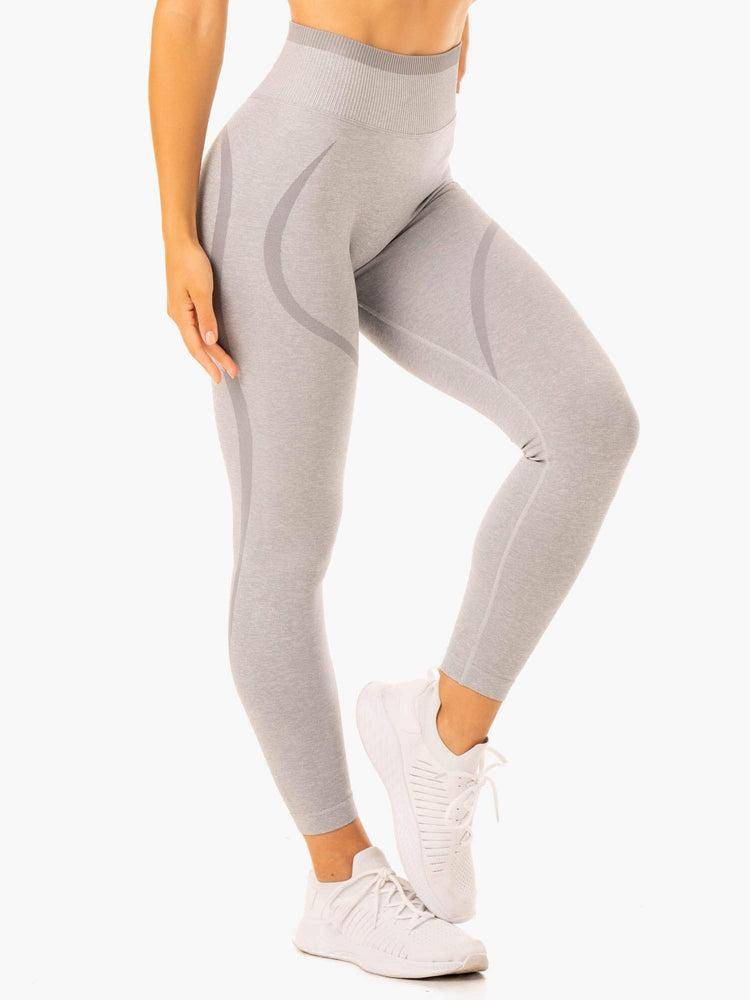 Ryderwear Women Leggings Excel Seamless High Waisted Women's Leggings Grey Marl | CA2328BC