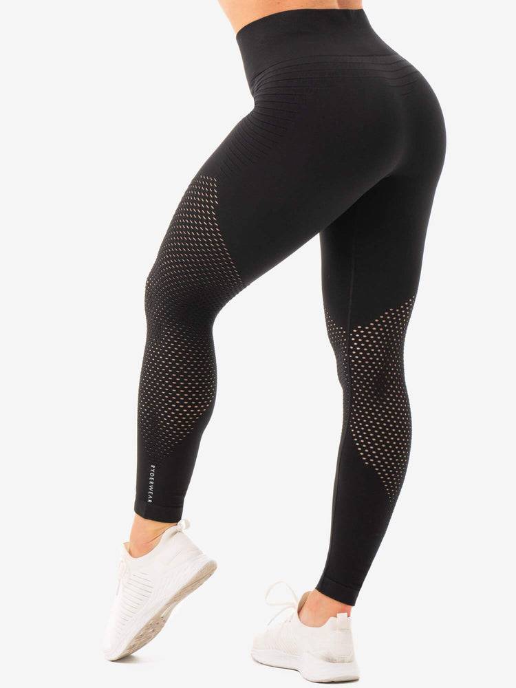 Ryderwear Women Leggings Geo Seamless High Waisted Women's Leggings Black | CA2404MA