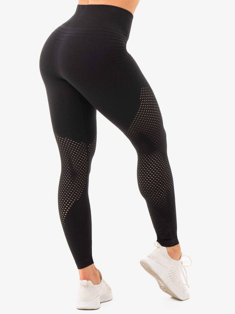 Ryderwear Women Leggings Geo Seamless High Waisted Women's Leggings Black | CA2404MA