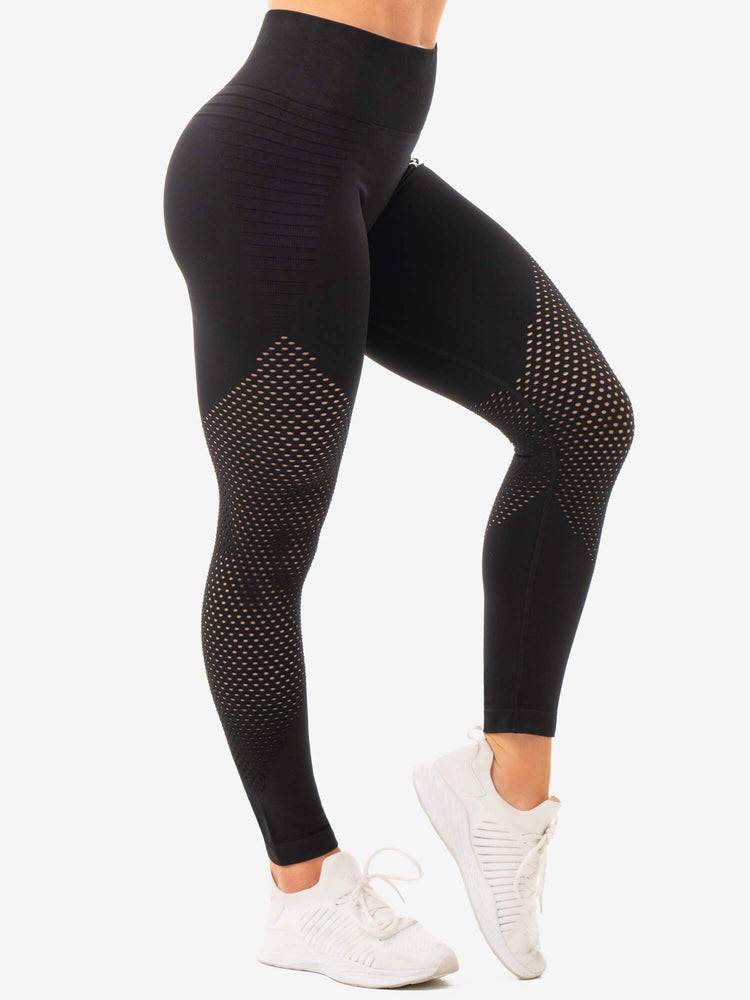 Ryderwear Women Leggings Geo Seamless High Waisted Women's Leggings Black | CA2404MA