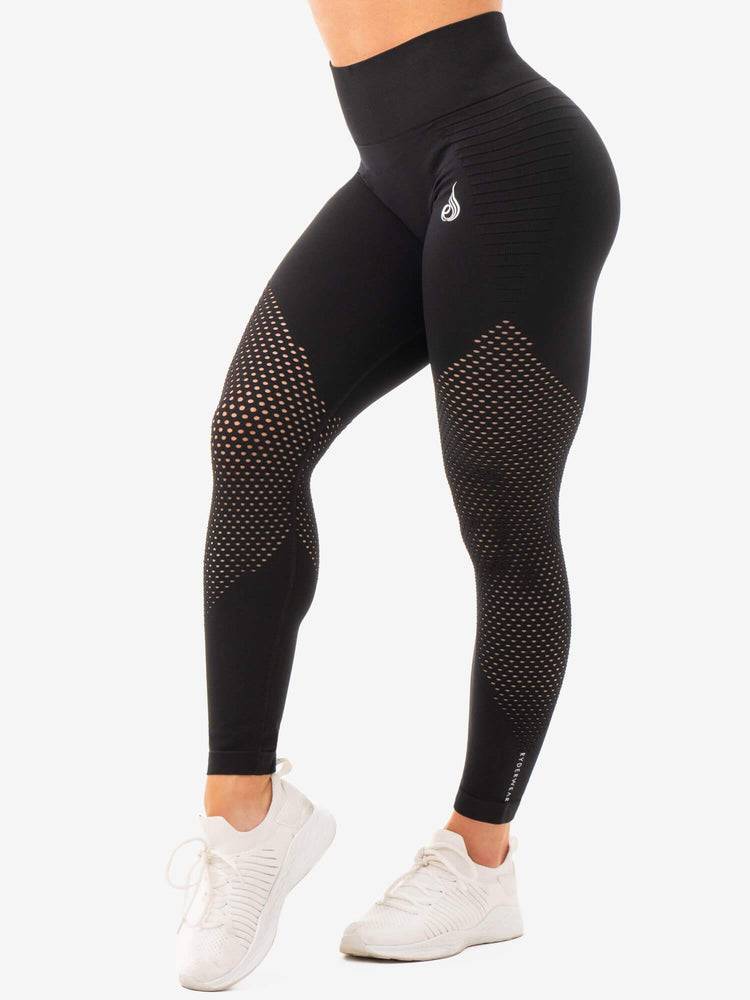 Ryderwear Women Leggings Geo Seamless High Waisted Women\'s Leggings Black | CA2404MA