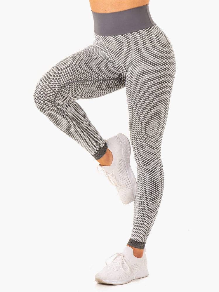 Ryderwear Women Leggings Honeycomb Scrunch Seamless Women's Leggings Grey Marl | CA2255CE