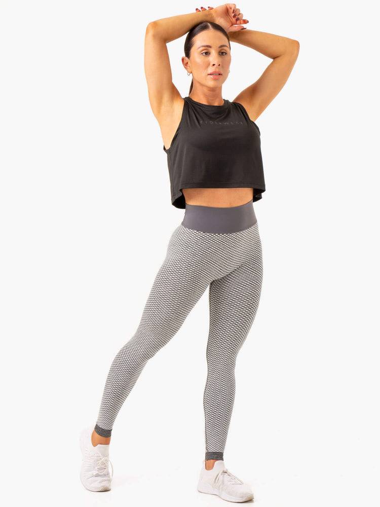 Ryderwear Women Leggings Honeycomb Scrunch Seamless Women's Leggings Grey Marl | CA2255CE