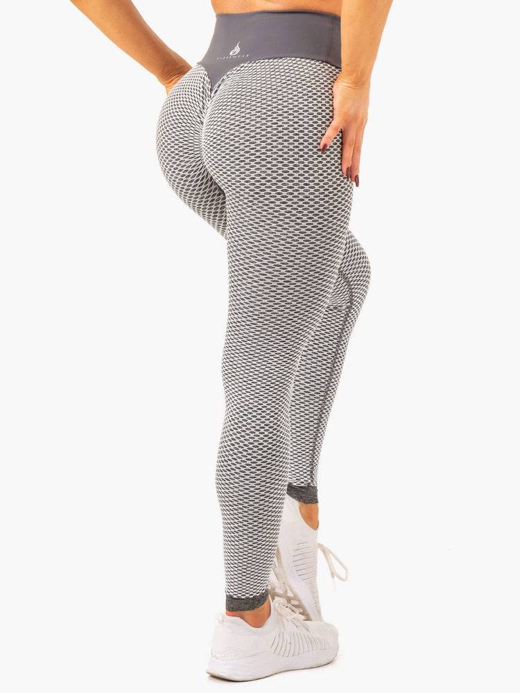 Ryderwear Women Leggings Honeycomb Scrunch Seamless Women\'s Leggings Grey Marl | CA2255CE