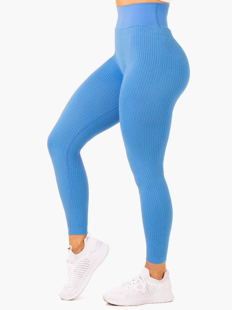 Ryderwear Women Leggings Honeycomb Scrunch Seamless Women's Leggings Bright Blue | CA2333LH