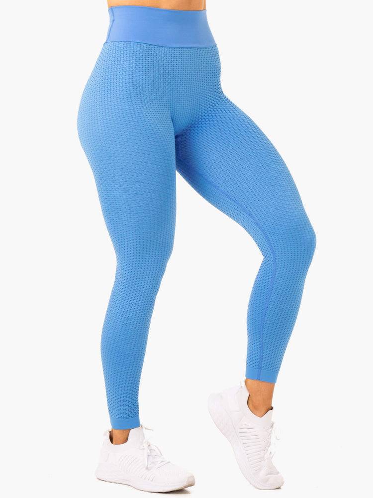 Ryderwear Women Leggings Honeycomb Scrunch Seamless Women's Leggings Bright Blue | CA2333LH