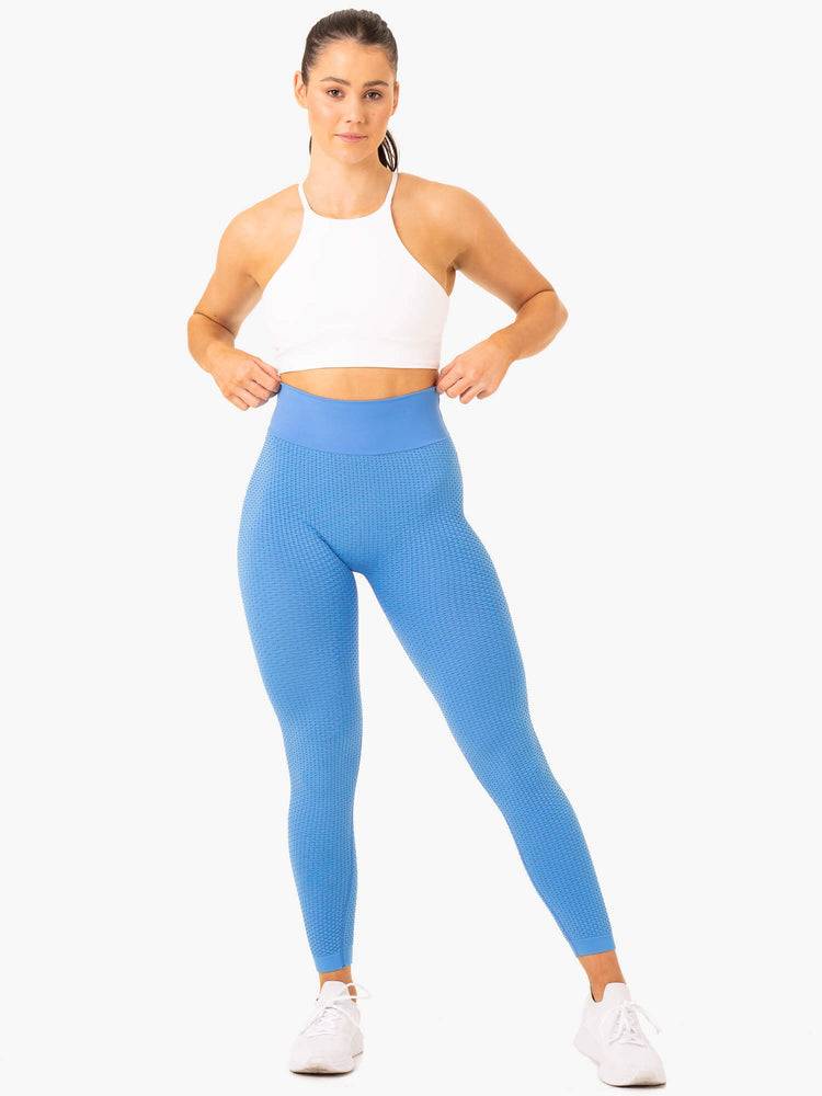 Ryderwear Women Leggings Honeycomb Scrunch Seamless Women's Leggings Bright Blue | CA2333LH