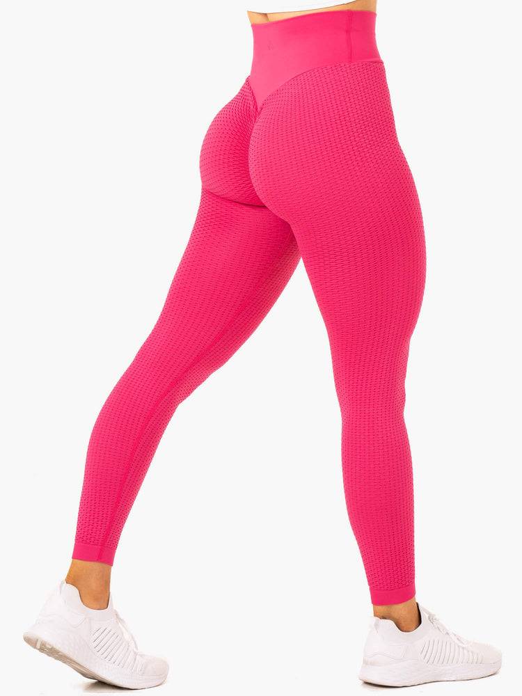 Ryderwear Women Leggings Honeycomb Scrunch Seamless Women's Leggings Hot Pink | CA2337GL