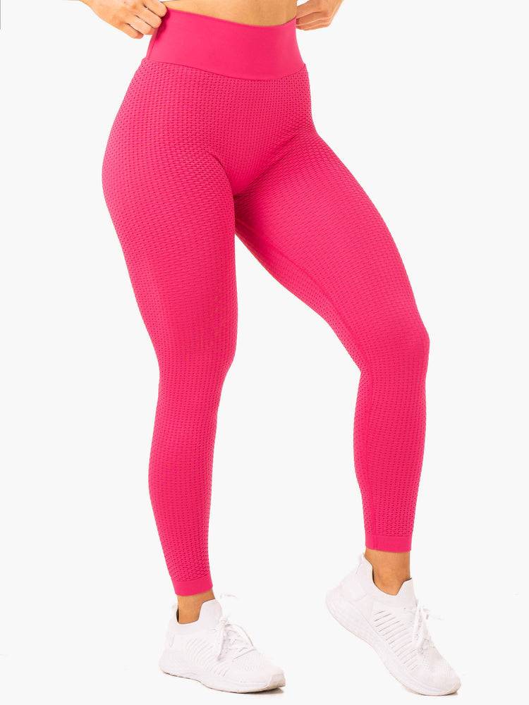 Ryderwear Women Leggings Honeycomb Scrunch Seamless Women's Leggings Hot Pink | CA2337GL