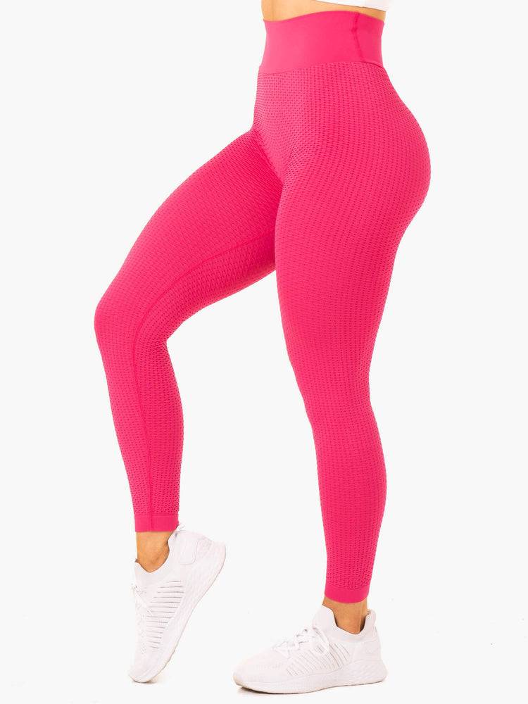 Ryderwear Women Leggings Honeycomb Scrunch Seamless Women's Leggings Hot Pink | CA2337GL