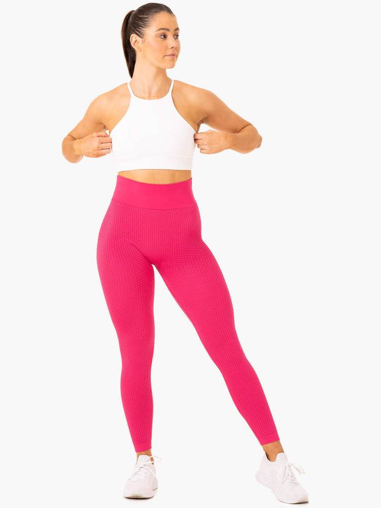 Ryderwear Women Leggings Honeycomb Scrunch Seamless Women's Leggings Hot Pink | CA2337GL