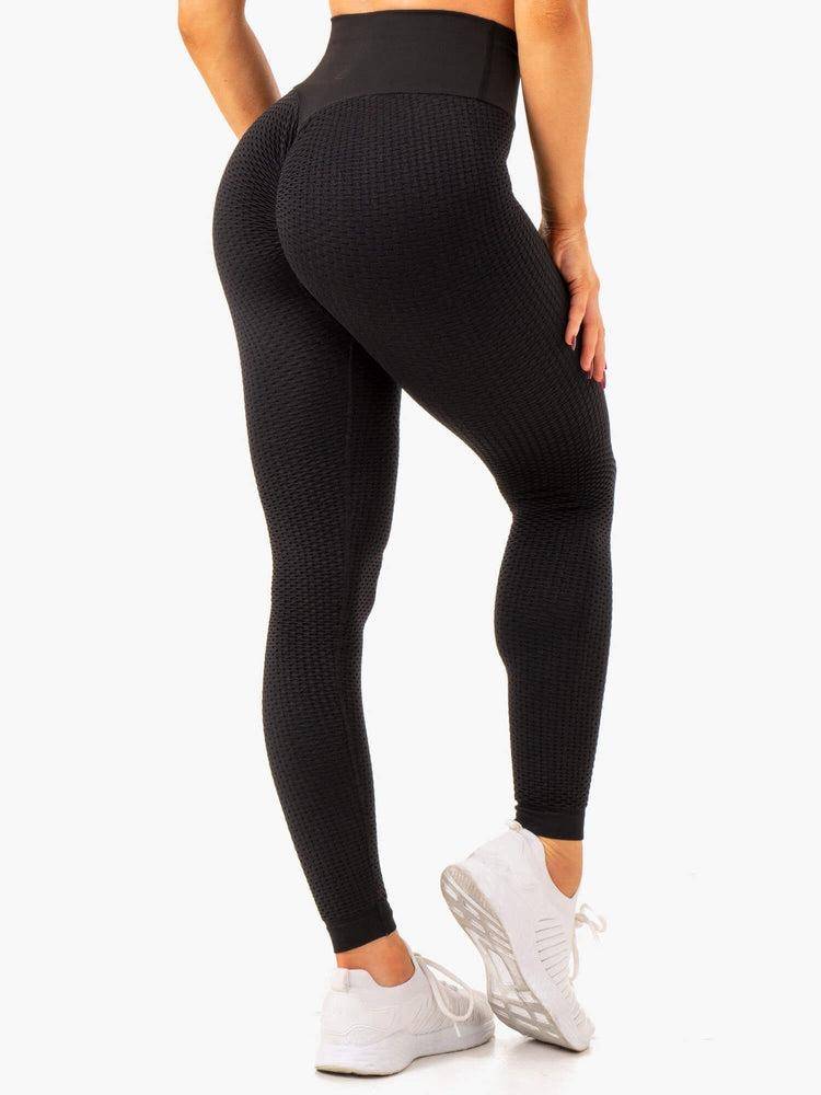 Ryderwear Women Leggings Honeycomb Scrunch Seamless Women\'s Leggings Black | CA2392SO