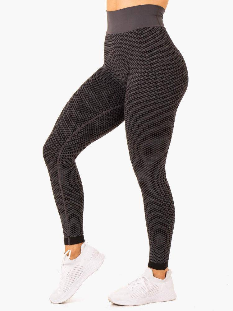 Ryderwear Women Leggings Honeycomb Scrunch Seamless Women's Leggings Charcoal | CA2399TV