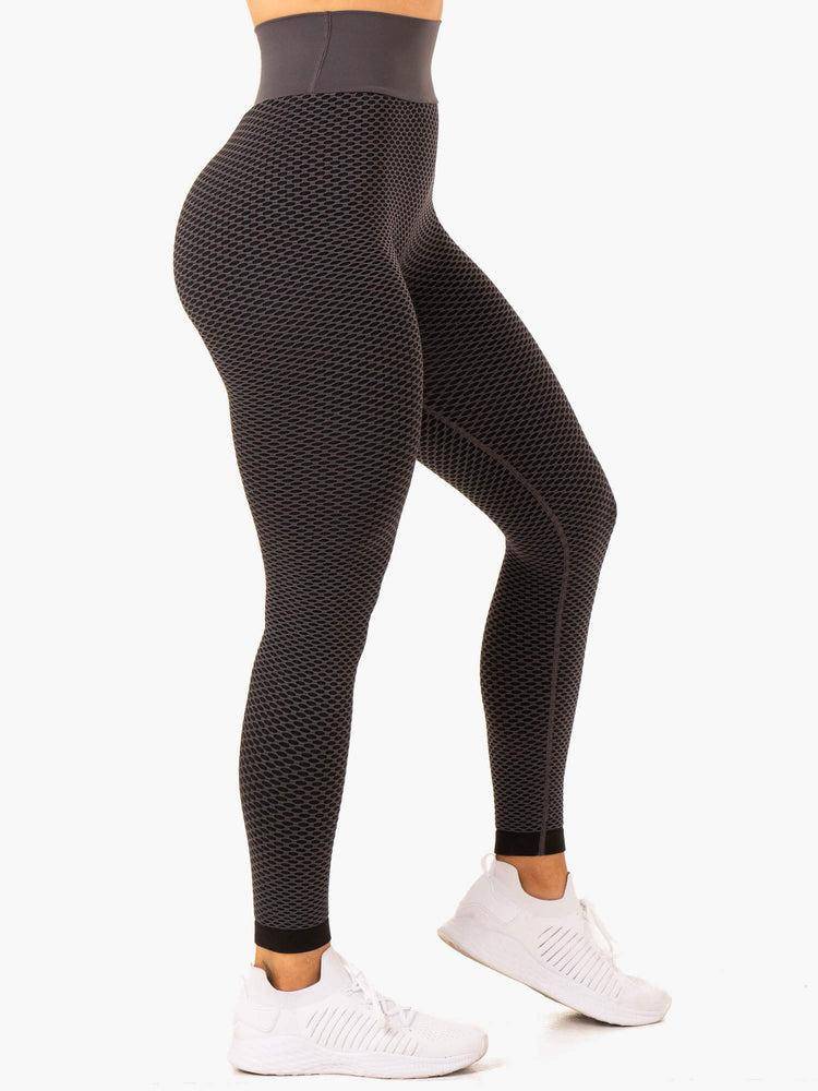 Ryderwear Women Leggings Honeycomb Scrunch Seamless Women's Leggings Charcoal | CA2399TV