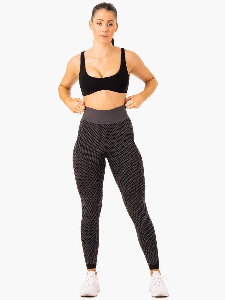 Ryderwear Women Leggings Honeycomb Scrunch Seamless Women's Leggings Charcoal | CA2399TV