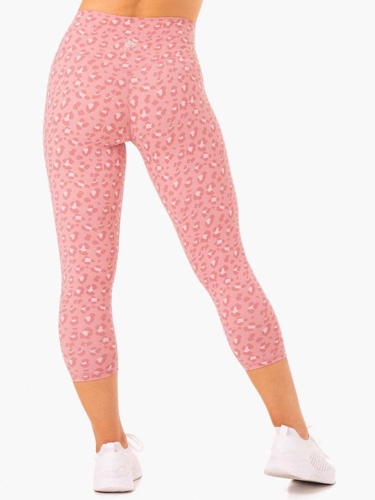 Ryderwear Women Leggings Hybrid 7/8 Women's Leggings Pink Leopard | CA2316PQ