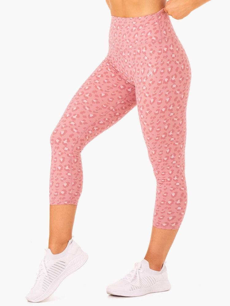 Ryderwear Women Leggings Hybrid 7/8 Women\'s Leggings Pink Leopard | CA2316PQ