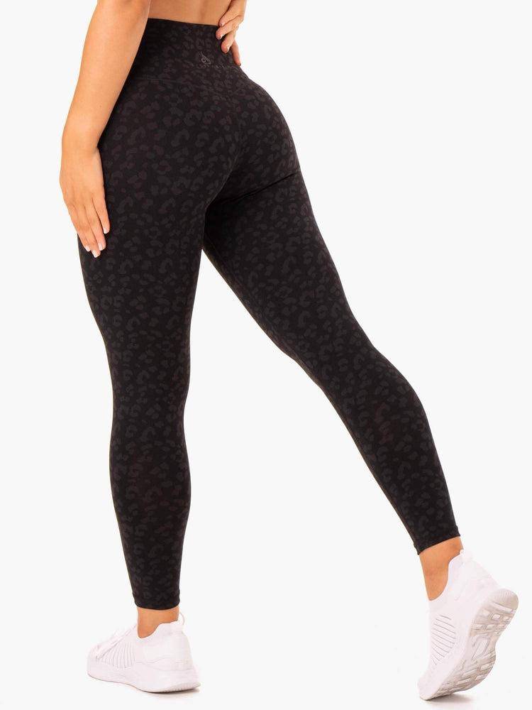 Ryderwear Women Leggings Hybrid Full Length Women's Leggings Black Leopard | CA2252LH