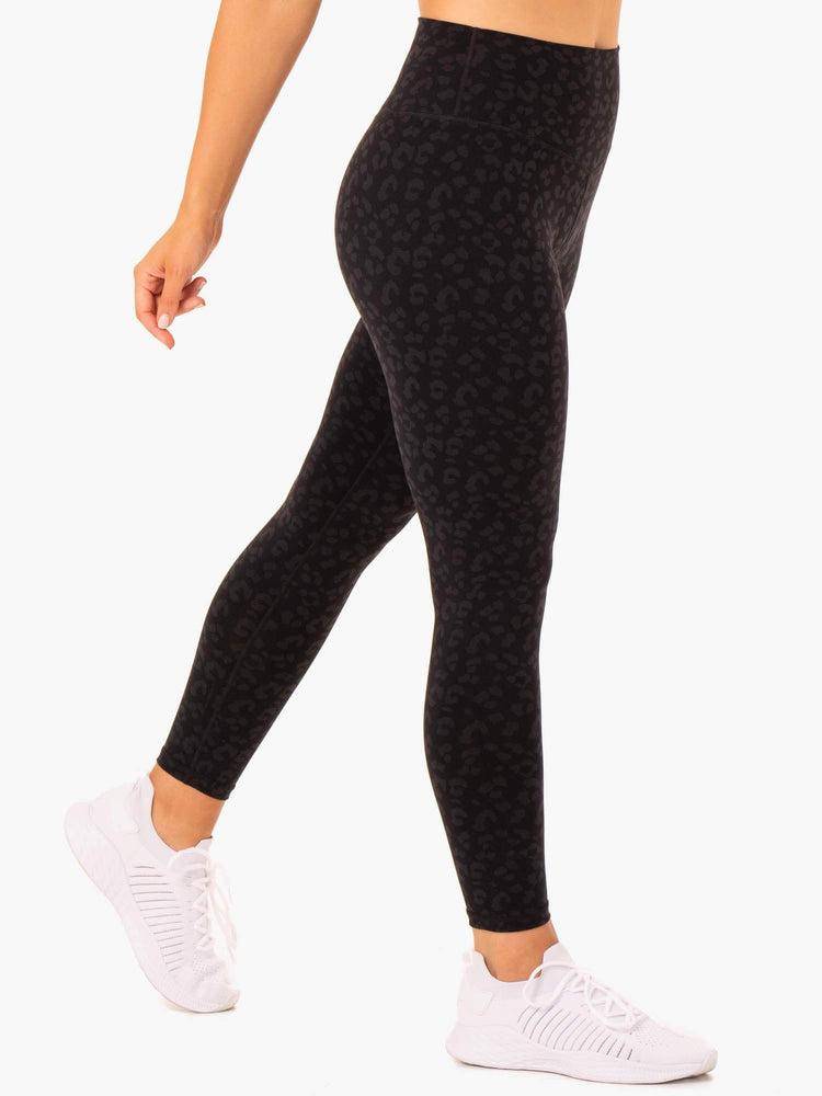 Ryderwear Women Leggings Hybrid Full Length Women's Leggings Black Leopard | CA2252LH