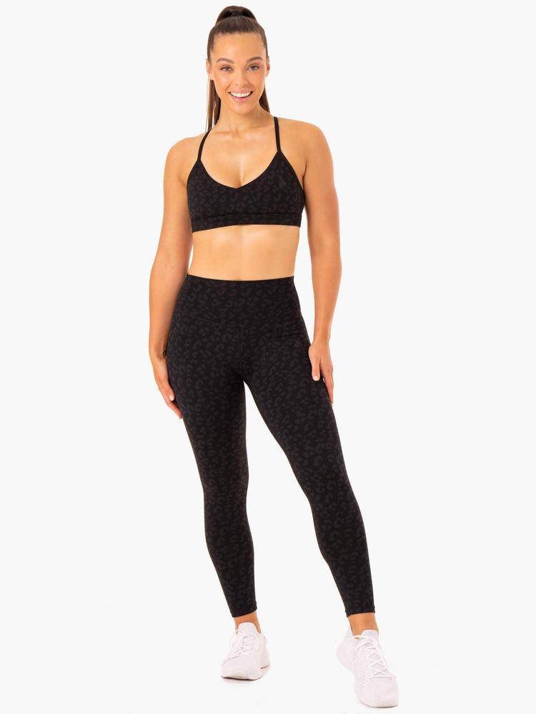 Ryderwear Women Leggings Hybrid Full Length Women's Leggings Black Leopard | CA2252LH