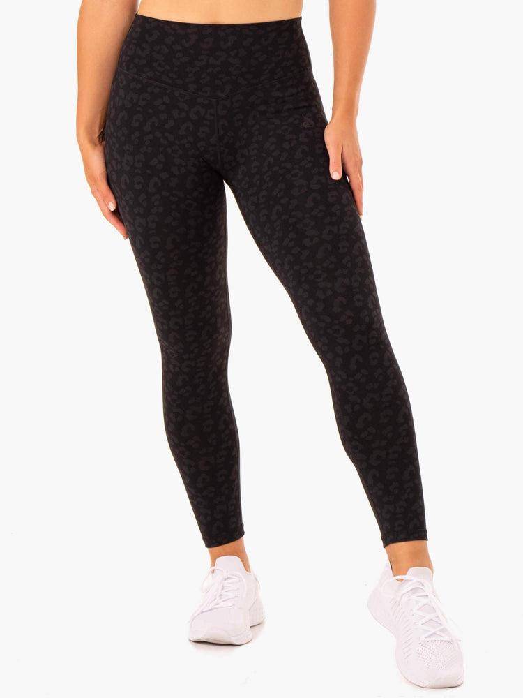 Ryderwear Women Leggings Hybrid Full Length Women\'s Leggings Black Leopard | CA2252LH