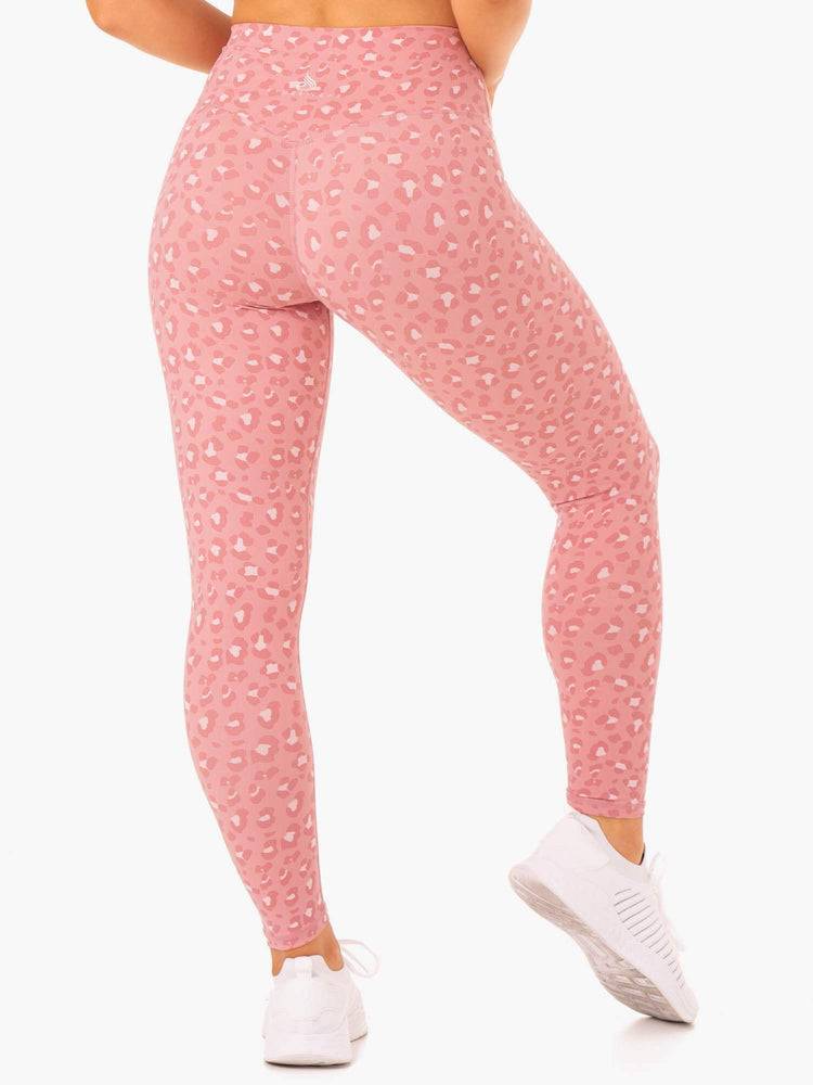 Ryderwear Women Leggings Hybrid Full Length Women's Leggings Pink Leopard | CA2268OR