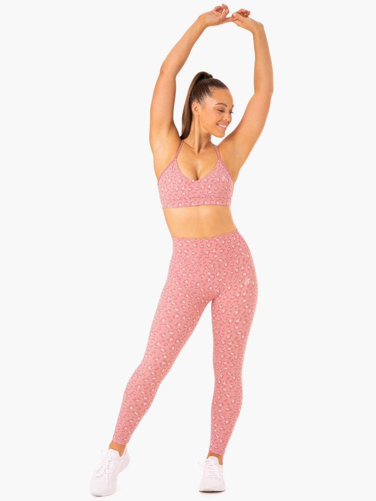 Ryderwear Women Leggings Hybrid Full Length Women's Leggings Pink Leopard | CA2268OR