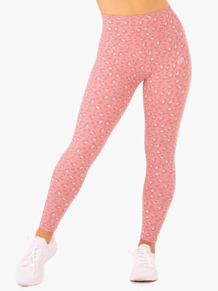 Ryderwear Women Leggings Hybrid Full Length Women\'s Leggings Pink Leopard | CA2268OR