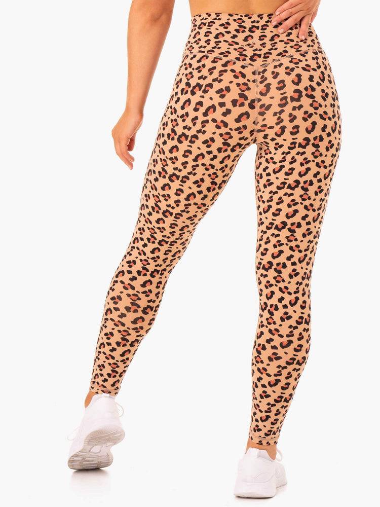 Ryderwear Women Leggings Hybrid Full Length Women's Leggings Tan Leopard | CA2287WY