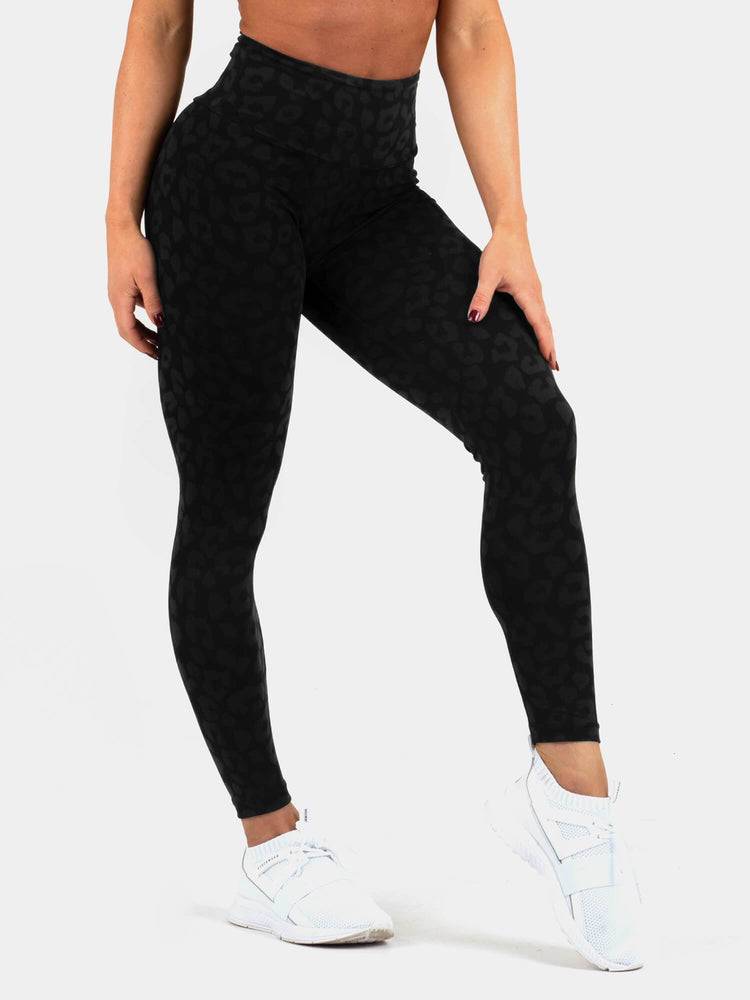 Ryderwear Women Leggings Instinct Scrunch Bum Women's Leggings Leopard Black | CA2387JJ