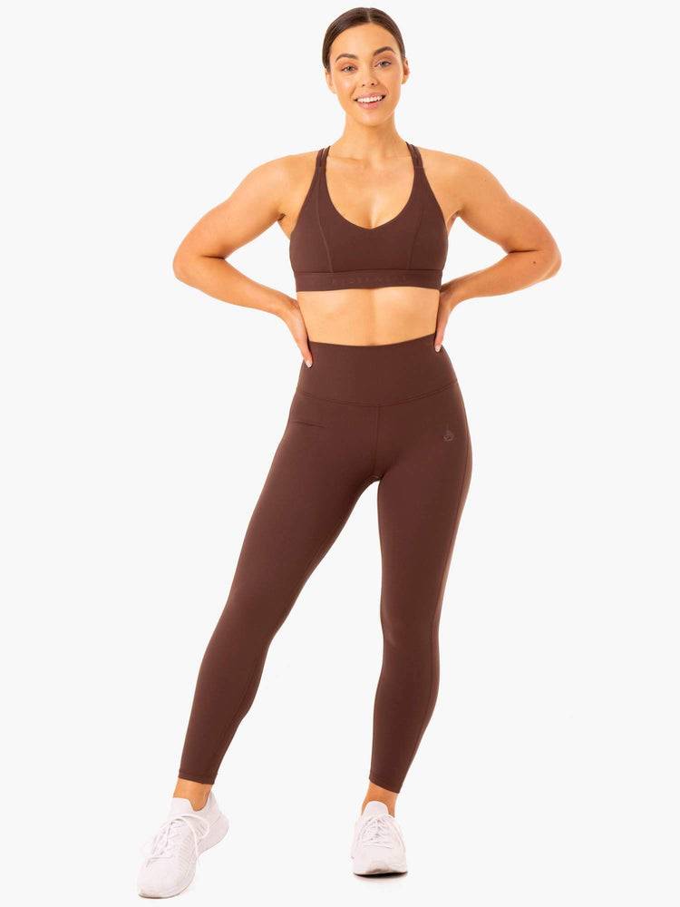 Ryderwear Women Leggings NKD Align Women's Leggings Chocolate | CA2254XF