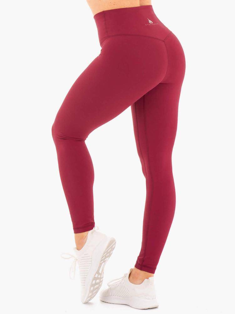 Ryderwear Women Leggings NKD High Waisted Women's Leggings Berry Red | CA2226LH