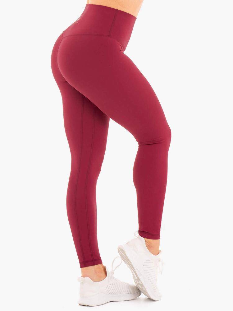 Ryderwear Women Leggings NKD High Waisted Women's Leggings Berry Red | CA2226LH