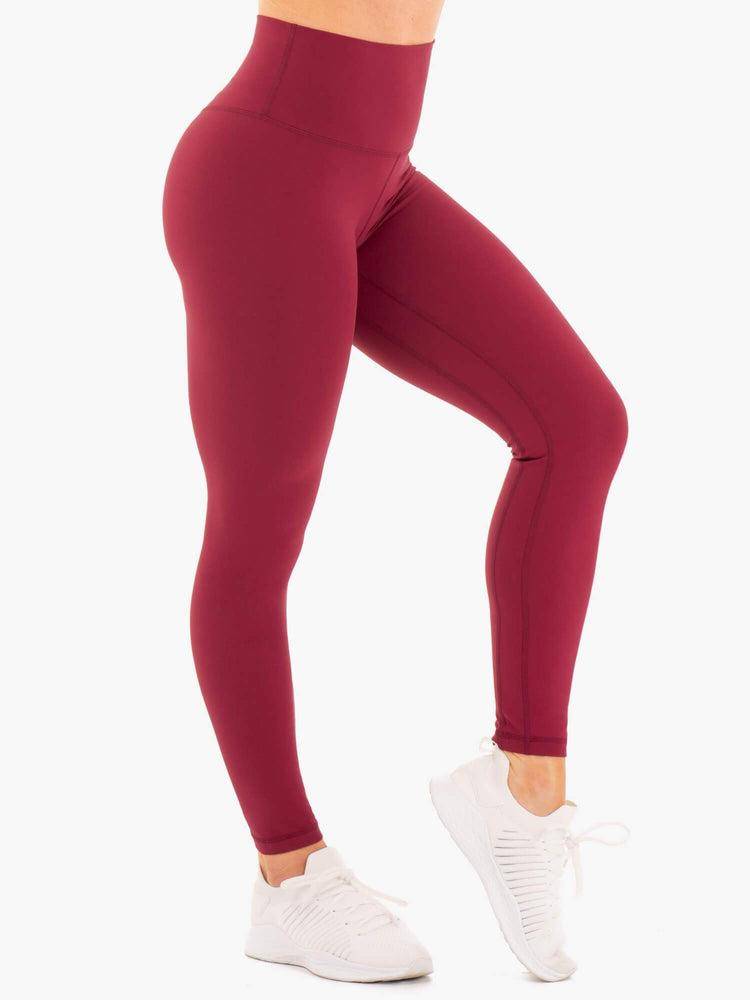 Ryderwear Women Leggings NKD High Waisted Women's Leggings Berry Red | CA2226LH