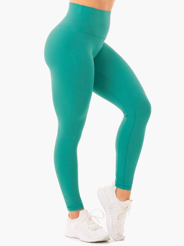 Ryderwear Women Leggings NKD High Waisted Women's Leggings Turquoise | CA2237RW