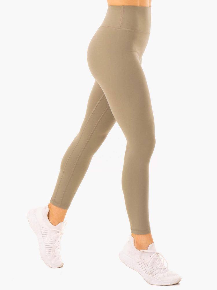 Ryderwear Women Leggings NKD Refine High Waisted Women's Leggings Khaki | CA2330CE