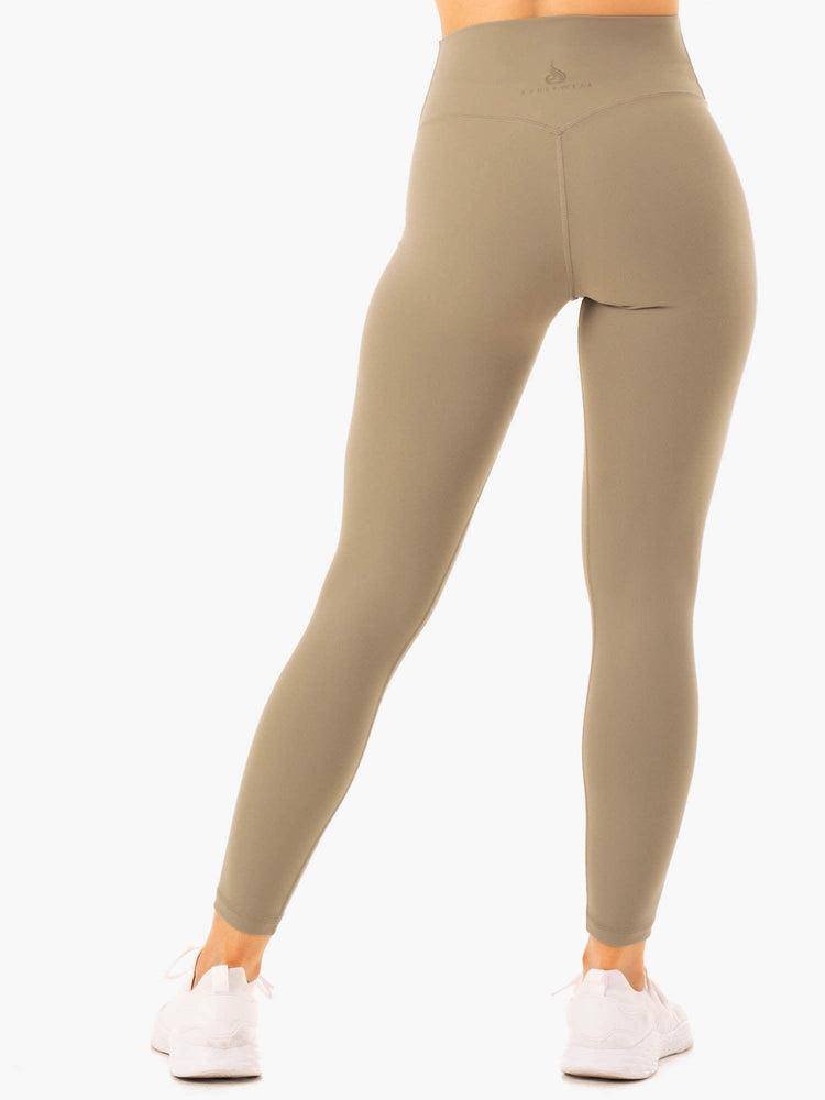 Ryderwear Women Leggings NKD Refine High Waisted Women's Leggings Khaki | CA2330CE