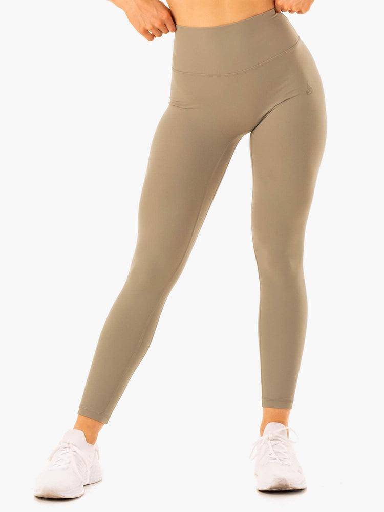 Ryderwear Women Leggings NKD Refine High Waisted Women\'s Leggings Khaki | CA2330CE