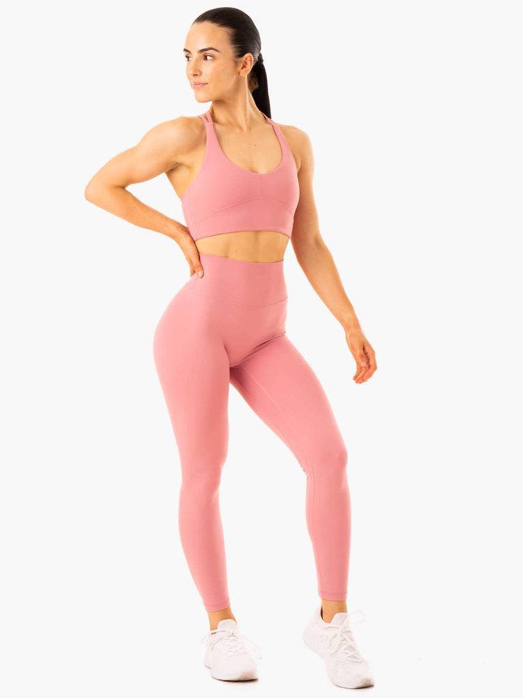 Ryderwear Women Leggings NKD Refine High Waisted Women's Leggings Dusty Pink | CA2350WY