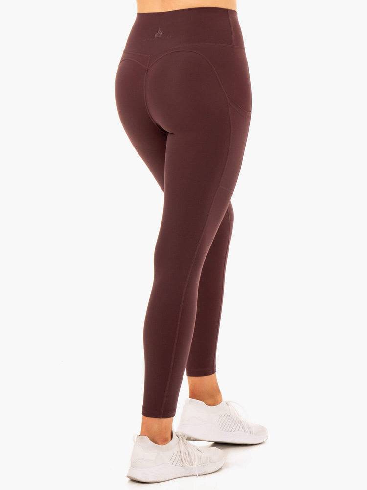 Ryderwear Women Leggings Reset High Waisted Pocket Women's Leggings Chocolate | CA2291YU