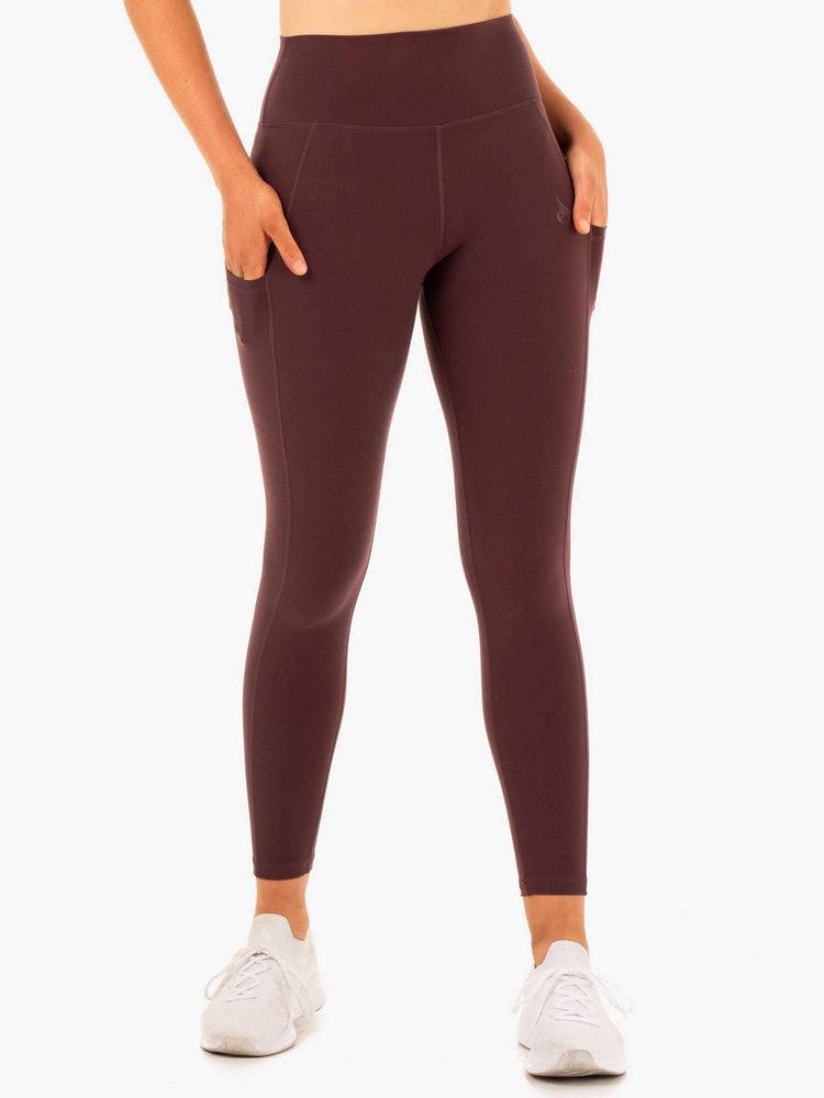 Ryderwear Women Leggings Reset High Waisted Pocket Women's Leggings Chocolate | CA2291YU