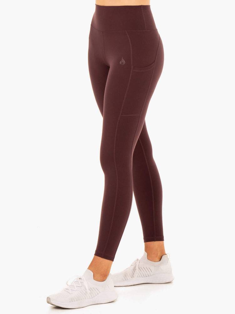 Ryderwear Women Leggings Reset High Waisted Pocket Women's Leggings Chocolate | CA2291YU