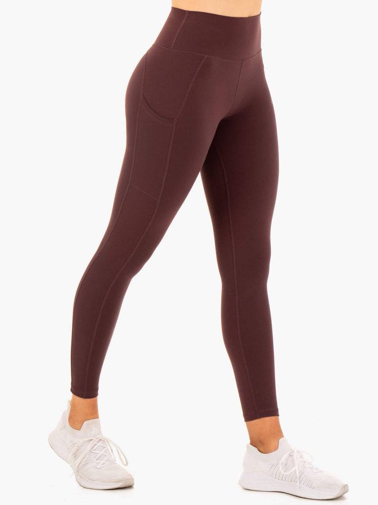 Ryderwear Women Leggings Reset High Waisted Pocket Women\'s Leggings Chocolate | CA2291YU