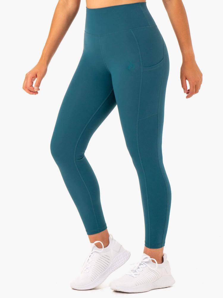 Ryderwear Women Leggings Reset High Waisted Pocket Women's Leggings Teal | CA2340SO