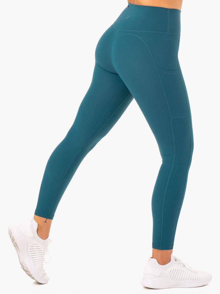 Ryderwear Women Leggings Reset High Waisted Pocket Women's Leggings Teal | CA2340SO