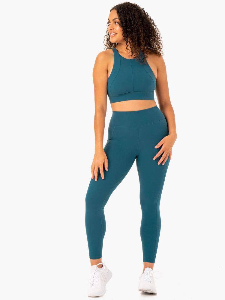 Ryderwear Women Leggings Reset High Waisted Pocket Women's Leggings Teal | CA2340SO