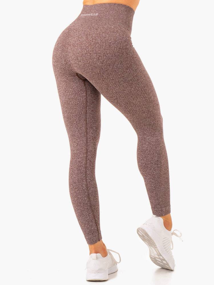 Ryderwear Women Leggings Rib Seamless Women's Leggings Chocolate Marl | CA2257BC