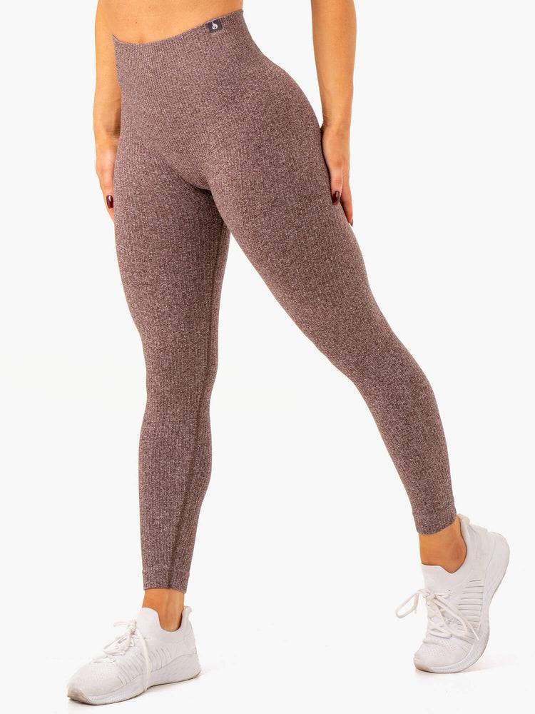 Ryderwear Women Leggings Rib Seamless Women\'s Leggings Chocolate Marl | CA2257BC